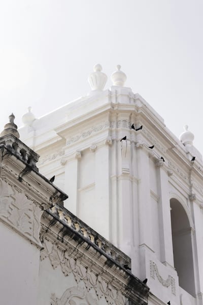 The white Basilica de la Asuncion cathedral in Leon, Nicaragua