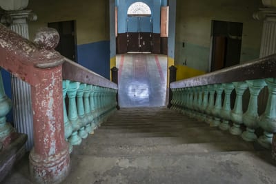A restored colonial convent corridor in Leon, Nicaragua