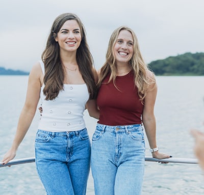 Melanie Marsell and Kathleen Hall, co-founders of Explore the Americas, on the water