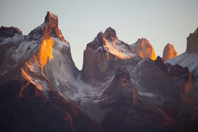 A blue glacier and icefield in Chilean Patagonia.