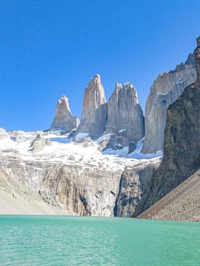 Jagged granite peaks rising over Patagonia, Chile