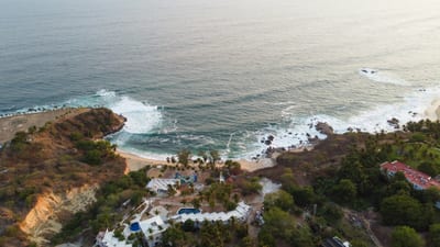 The Pacific coastline at Puerto Escondido, Oaxaca, Mexico.