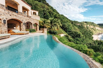 Clifftop infinity pool at a Rancho Santana villa overlooking the Pacific Ocean on the southwest coast of Nicaragua.