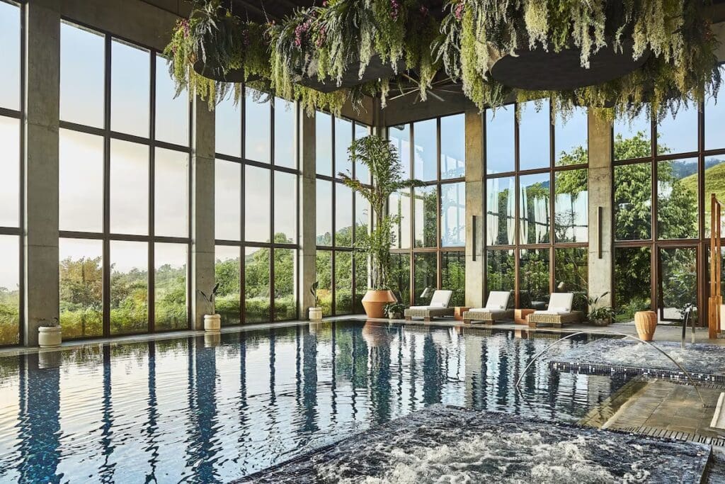 Luxury indoor spa pool at Hacienda AltaGracia Costa Rica
